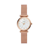 Fossil Carlie Damenuhr - Roségold MOP Mesh 28mm Quarz - ES4433